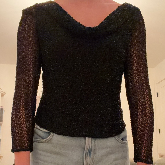 Vintage Designer beaded black going out top - Picture 1 of 6